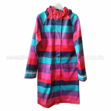 Colourful Broad Stripe PU Adult Raincoat